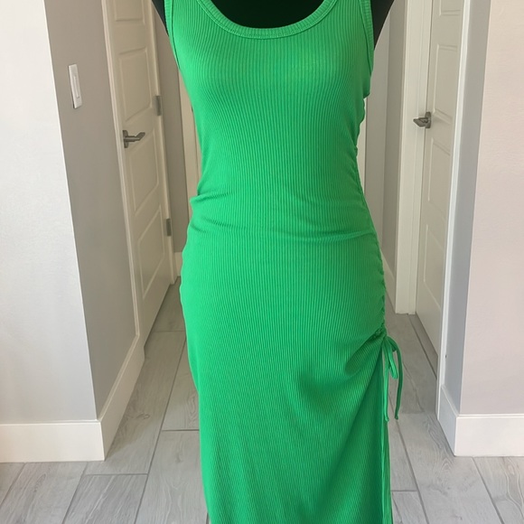 J. Crew Ruched Midi Dress In Vintage Rib Kelly Green Size S - Picture 3 of 12